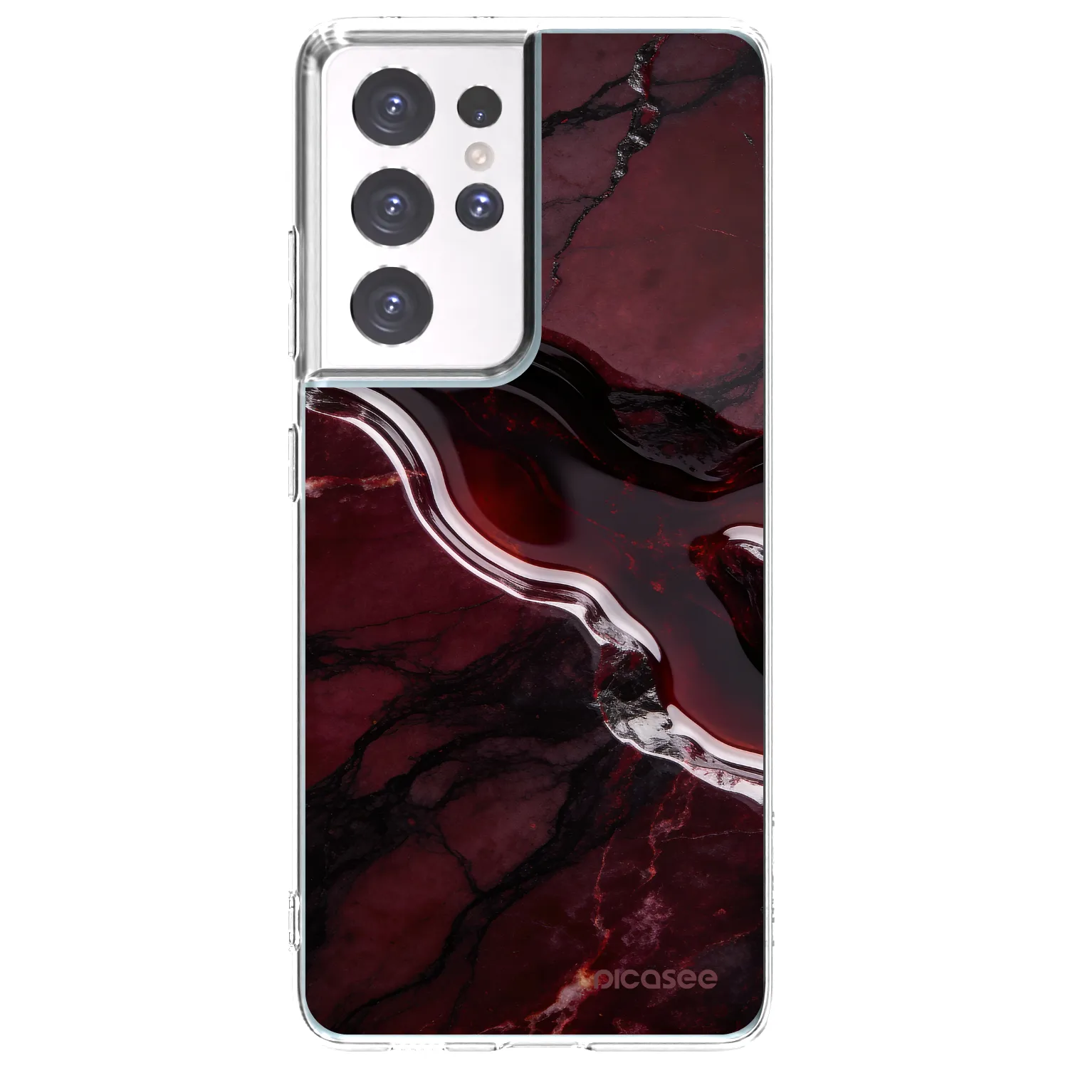 Picasee silikónový prehľadný obal pre Samsung Galaxy S21 Ultra 5G G998B - Cherry stone