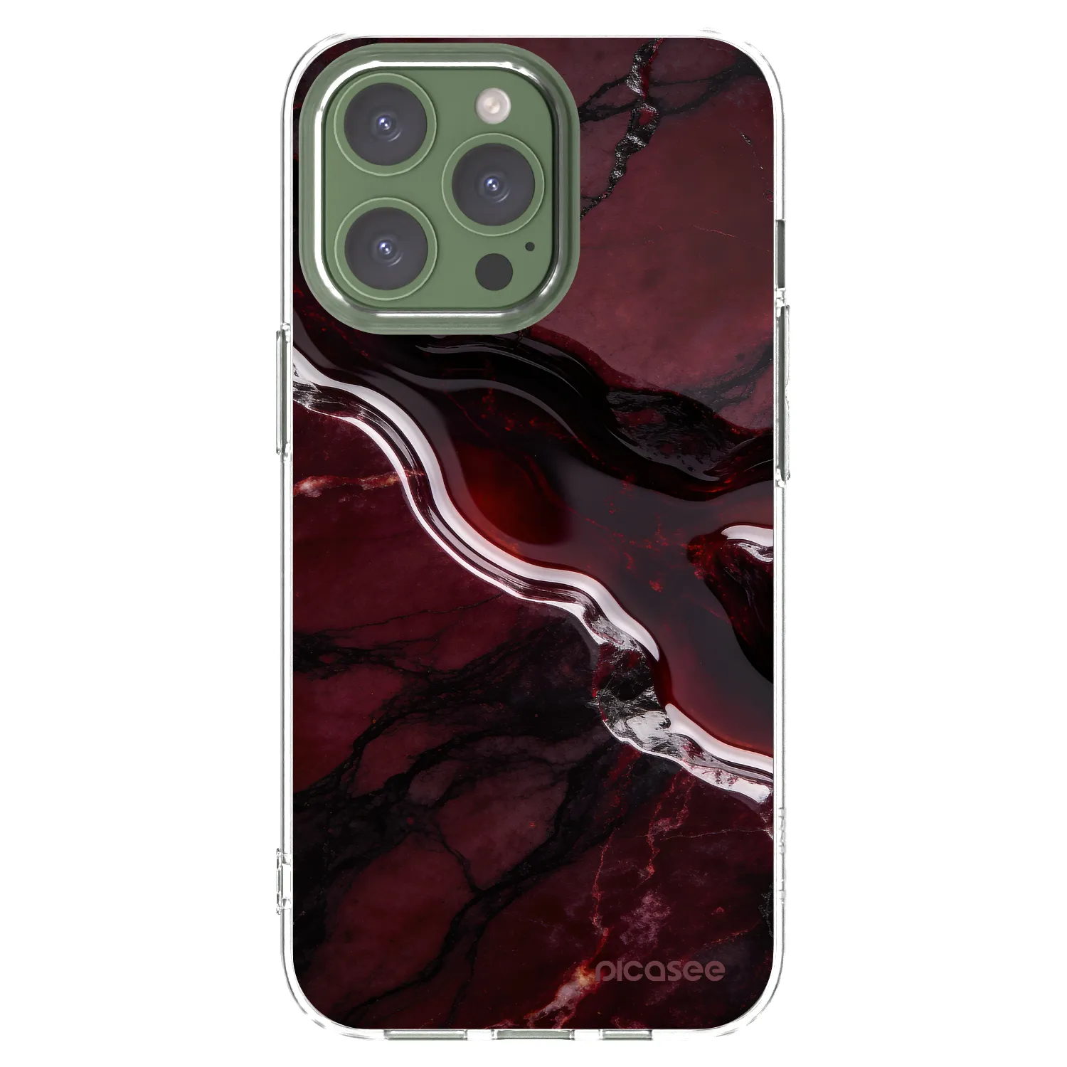 Picasee silikónový prehľadný obal pre Apple iPhone 13 Pro - Cherry stone