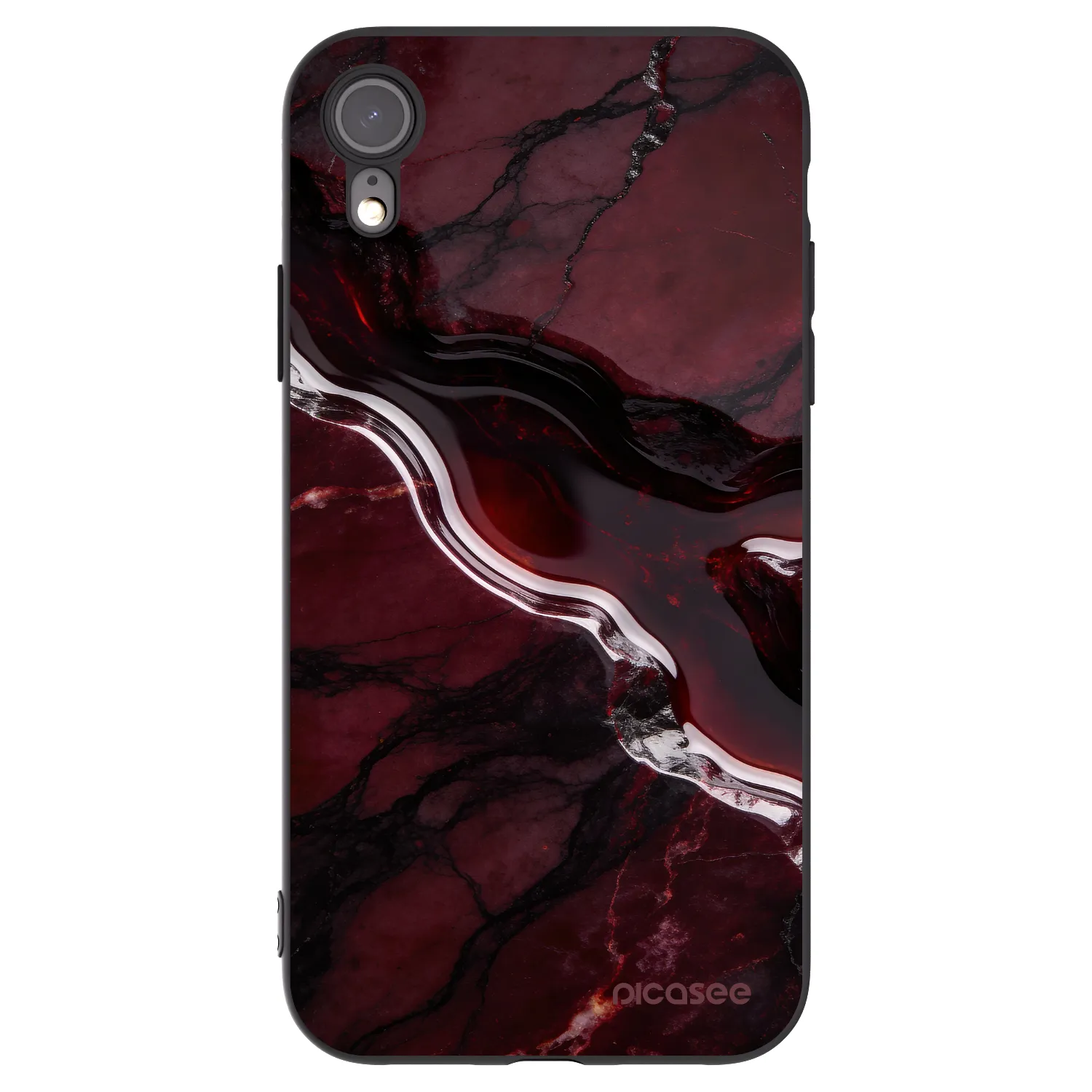 Picasee silikónový čierny obal pre Apple iPhone XR - Cherry stone