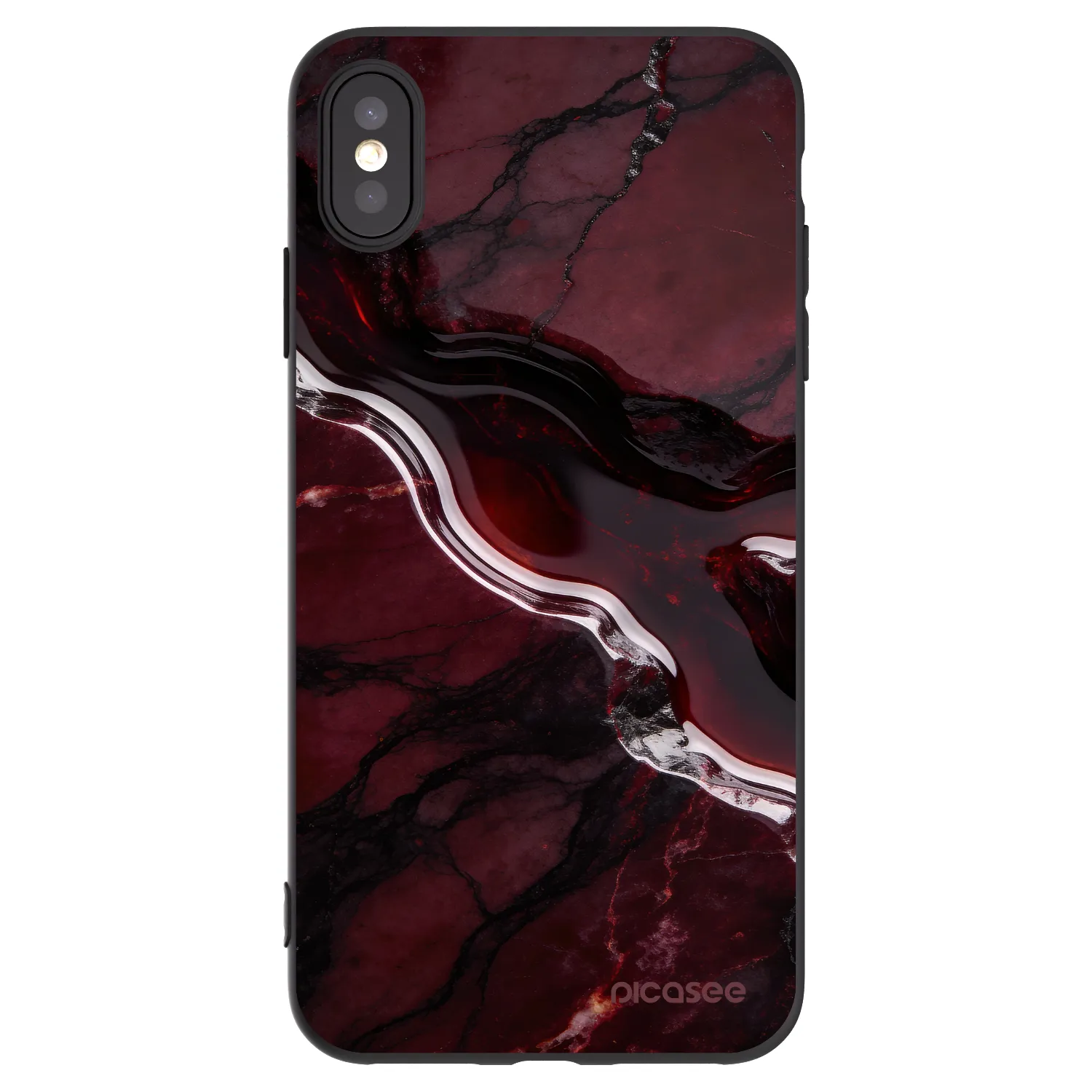 Picasee silikónový čierny obal pre Apple iPhone XS Max - Cherry stone