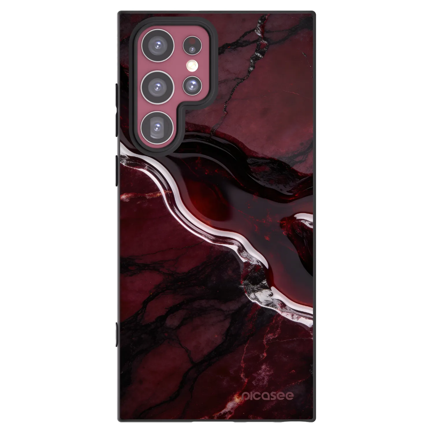 Picasee silikónový čierny obal pre Samsung Galaxy S22 Ultra 5G - Cherry stone