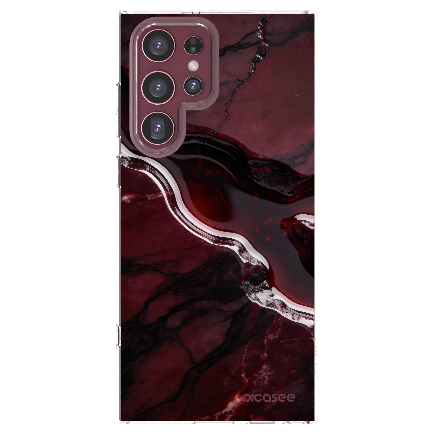 Picasee silikónový prehľadný obal pre Samsung Galaxy S22 Ultra 5G - Cherry stone