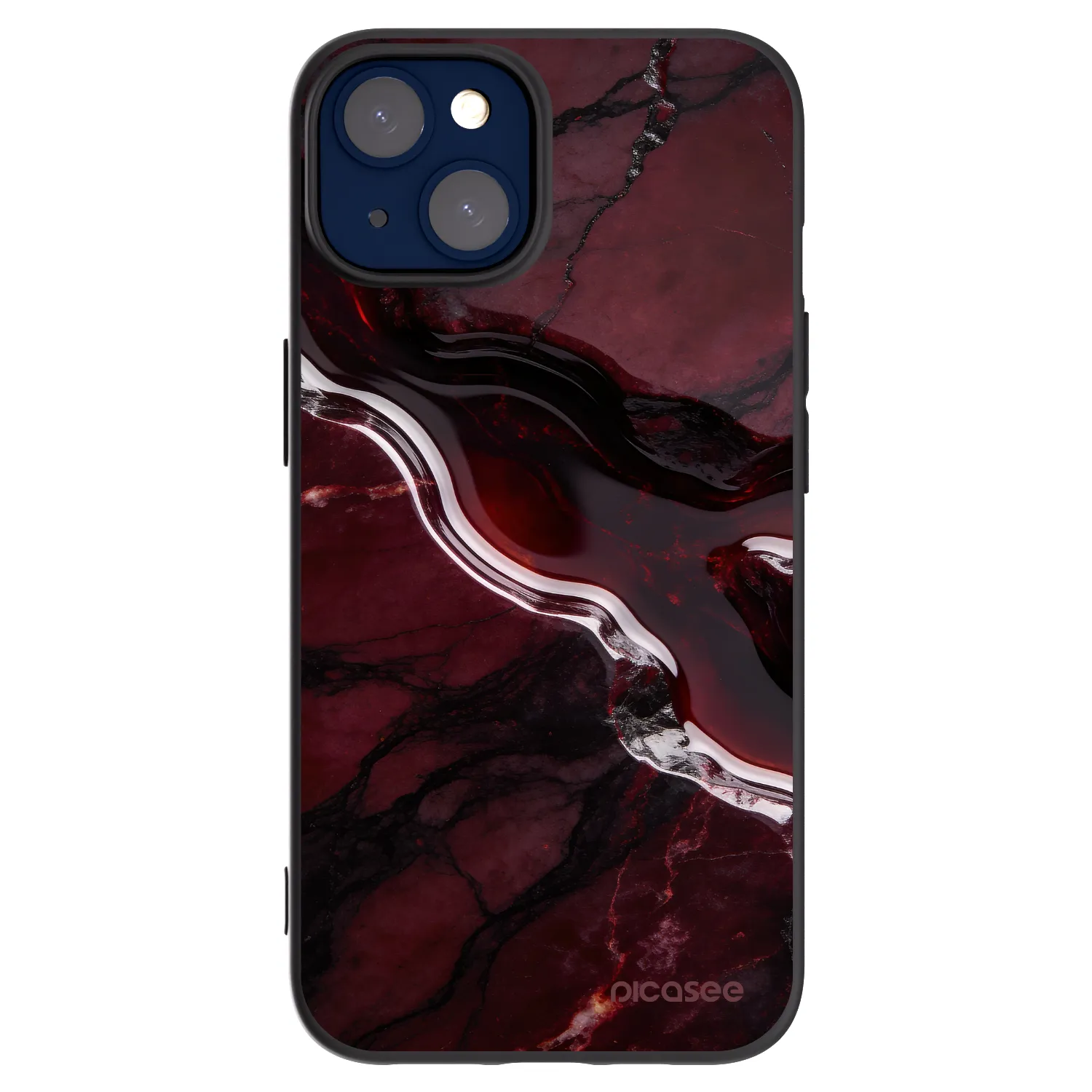 Picasee silikónový čierny obal pre Apple iPhone 14 - Cherry stone