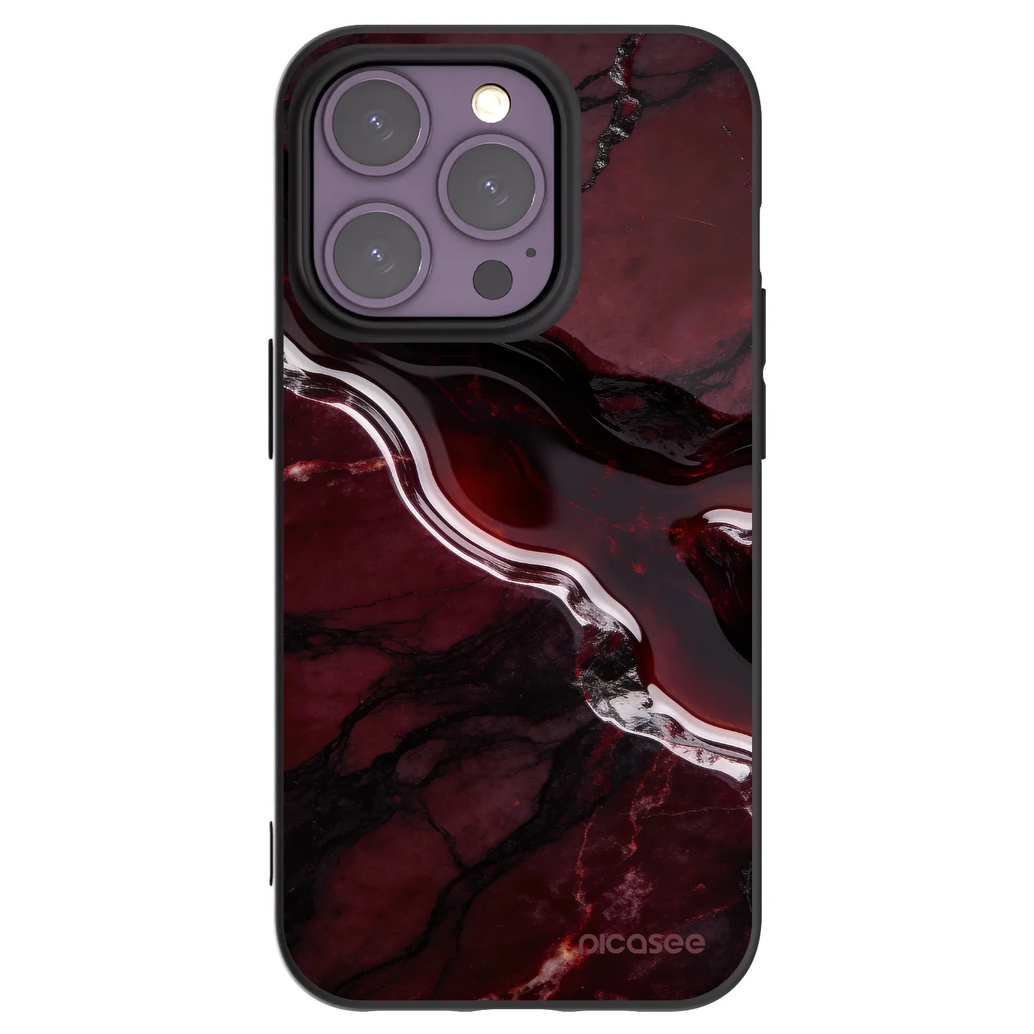 Picasee silikónový čierny obal pre Apple iPhone 14 Pro - Cherry stone
