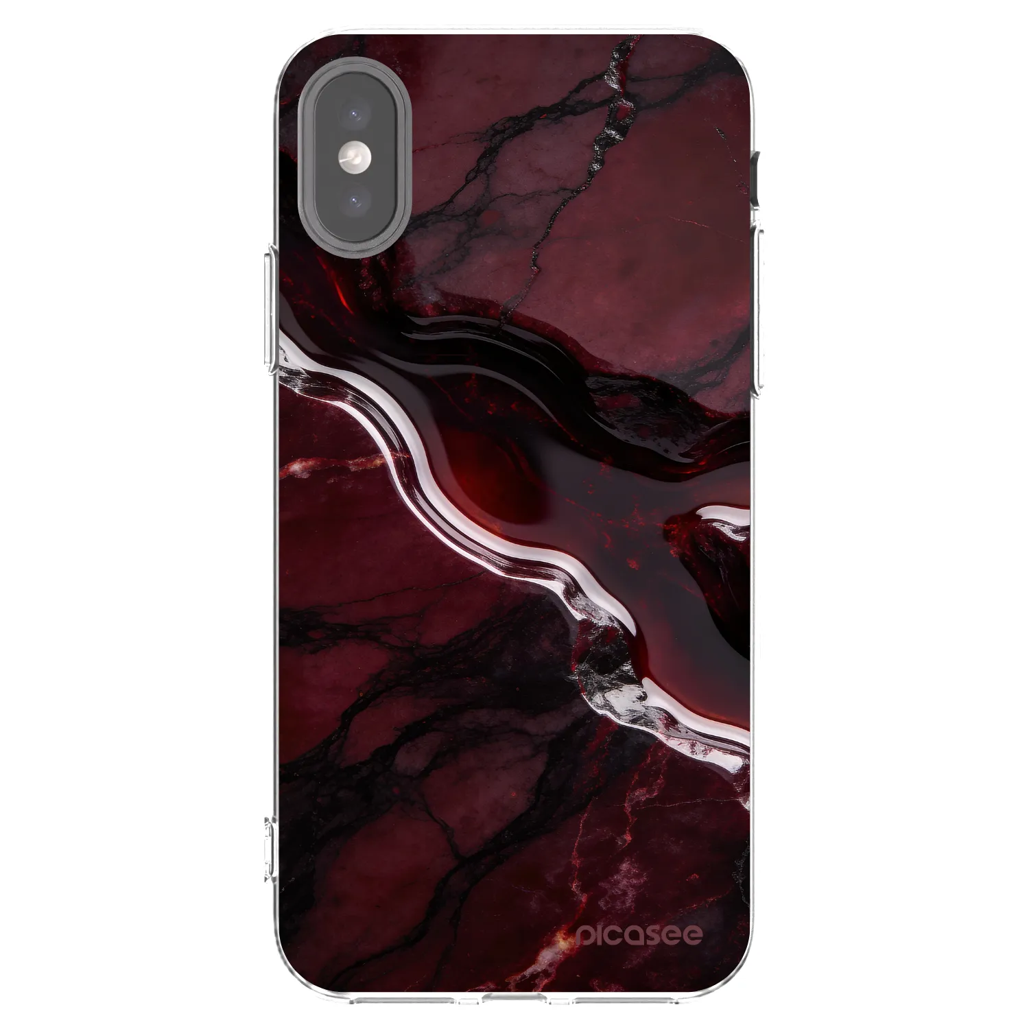 Picasee silikónový prehľadný obal pre Apple iPhone X/XS - Cherry stone