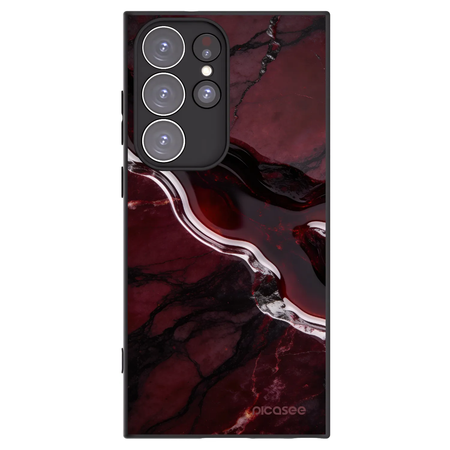 Picasee silikónový čierny obal pre Samsung Galaxy S23 Ultra 5G - Cherry stone