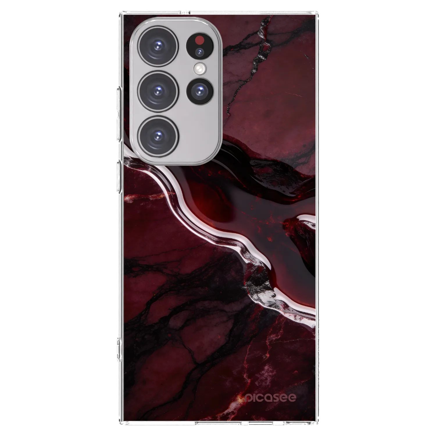 Picasee silikónový prehľadný obal pre Samsung Galaxy S23 Ultra 5G - Cherry stone