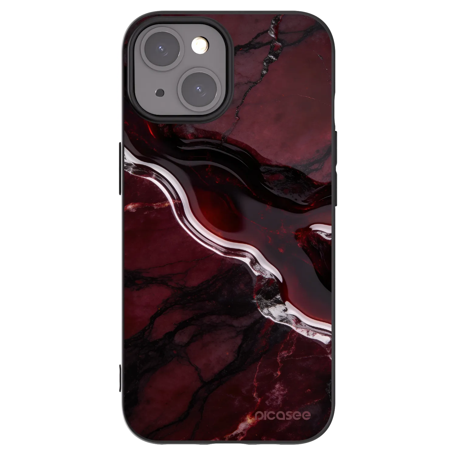 Picasee silikónový čierny obal pre Apple iPhone 15 - Cherry stone