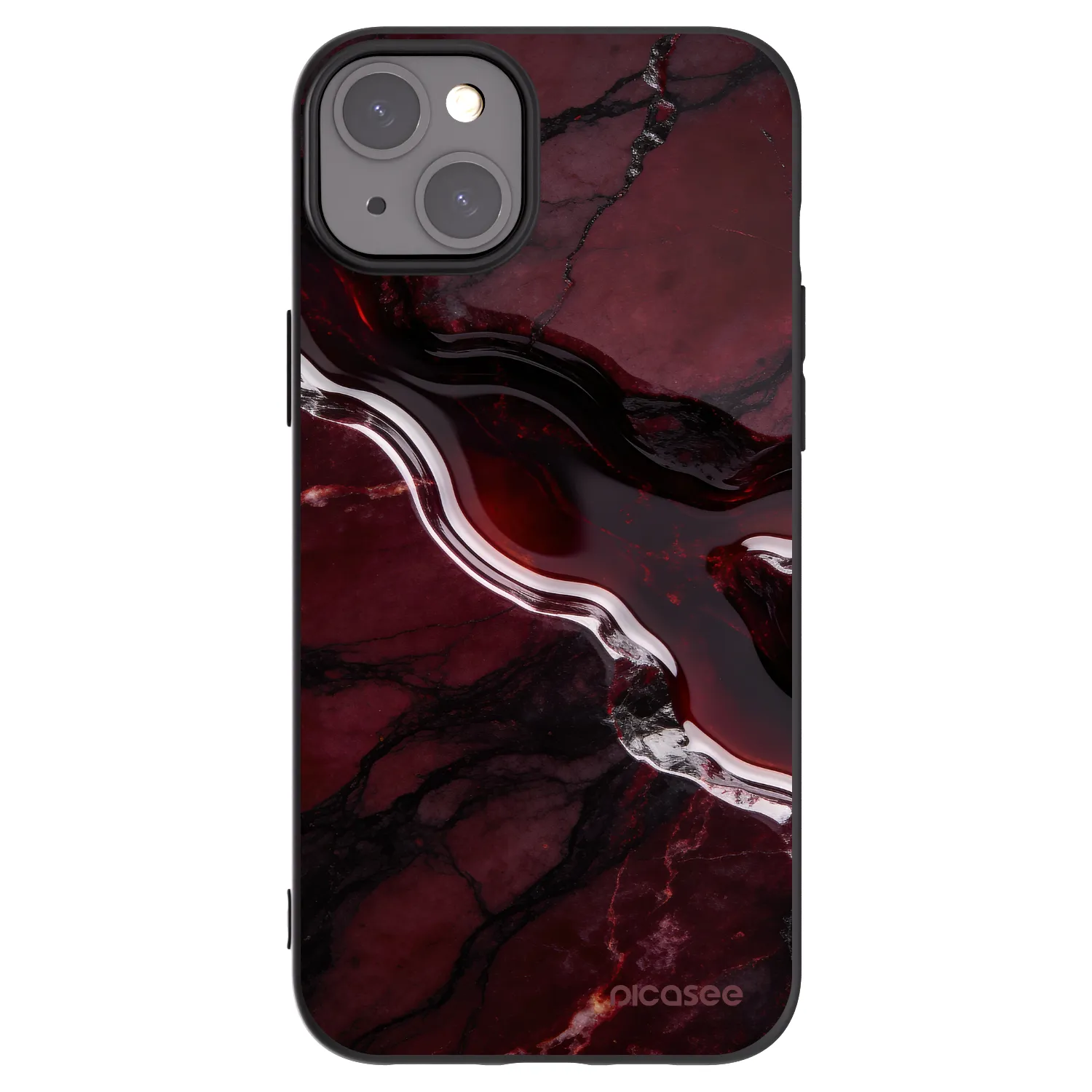 Picasee silikónový čierny obal pre Apple iPhone 15 Plus - Cherry stone