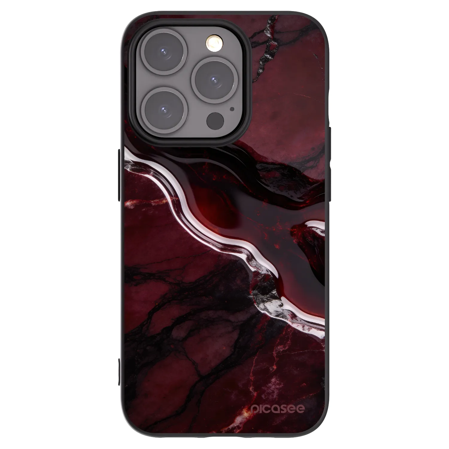 Picasee silikónový čierny obal pre Apple iPhone 15 Pro - Cherry stone
