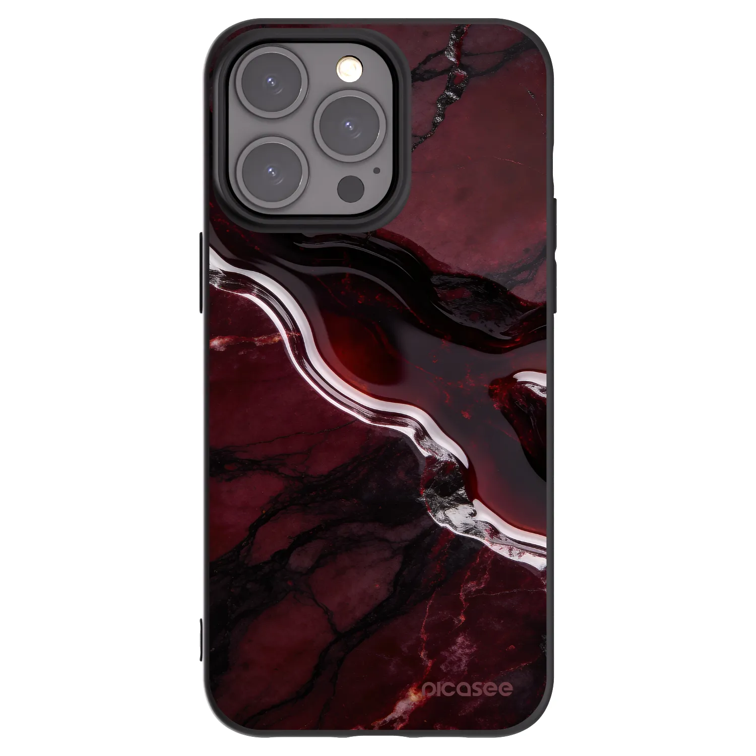 Picasee silikónový čierny obal pre Apple iPhone 15 Pro Max - Cherry stone