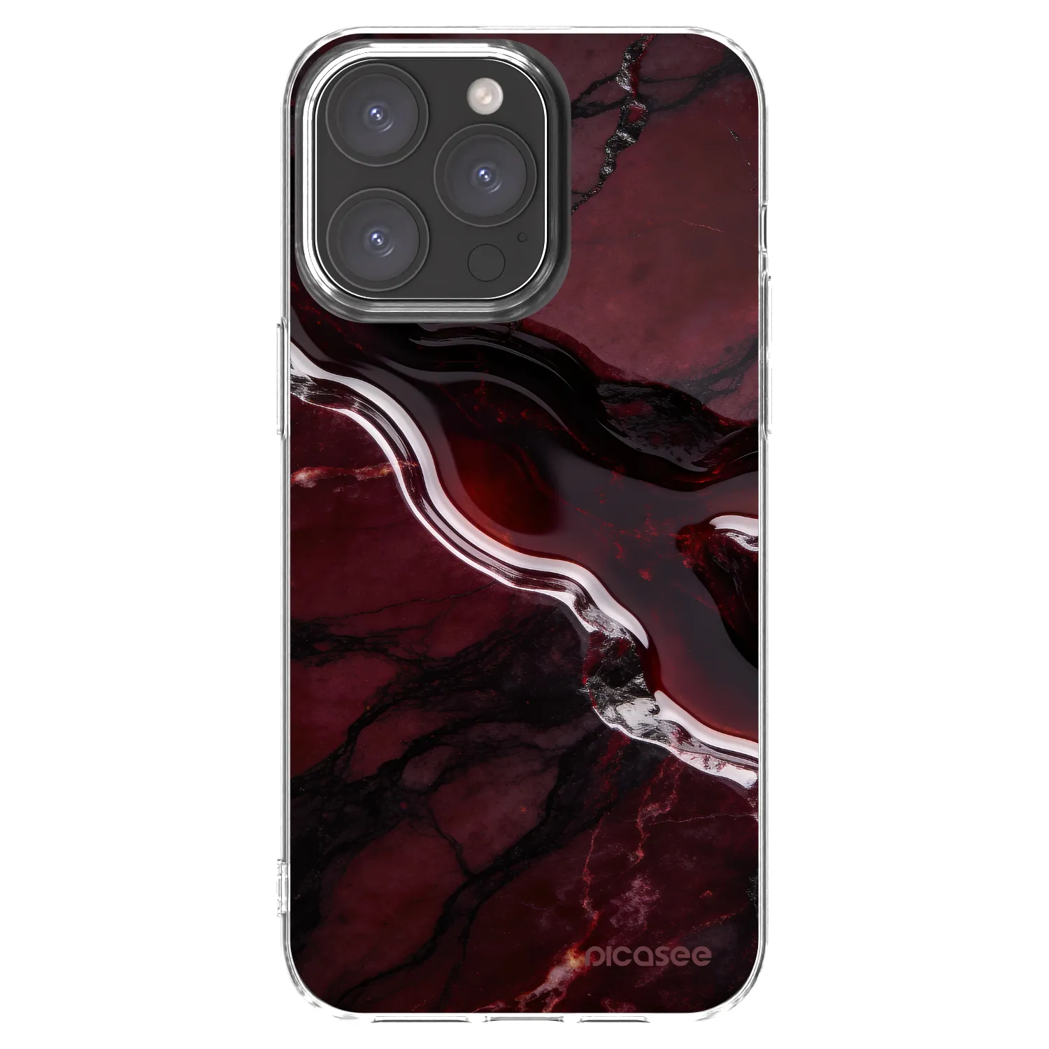 Picasee silikónový prehľadný obal pre Apple iPhone 15 Pro Max - Cherry stone