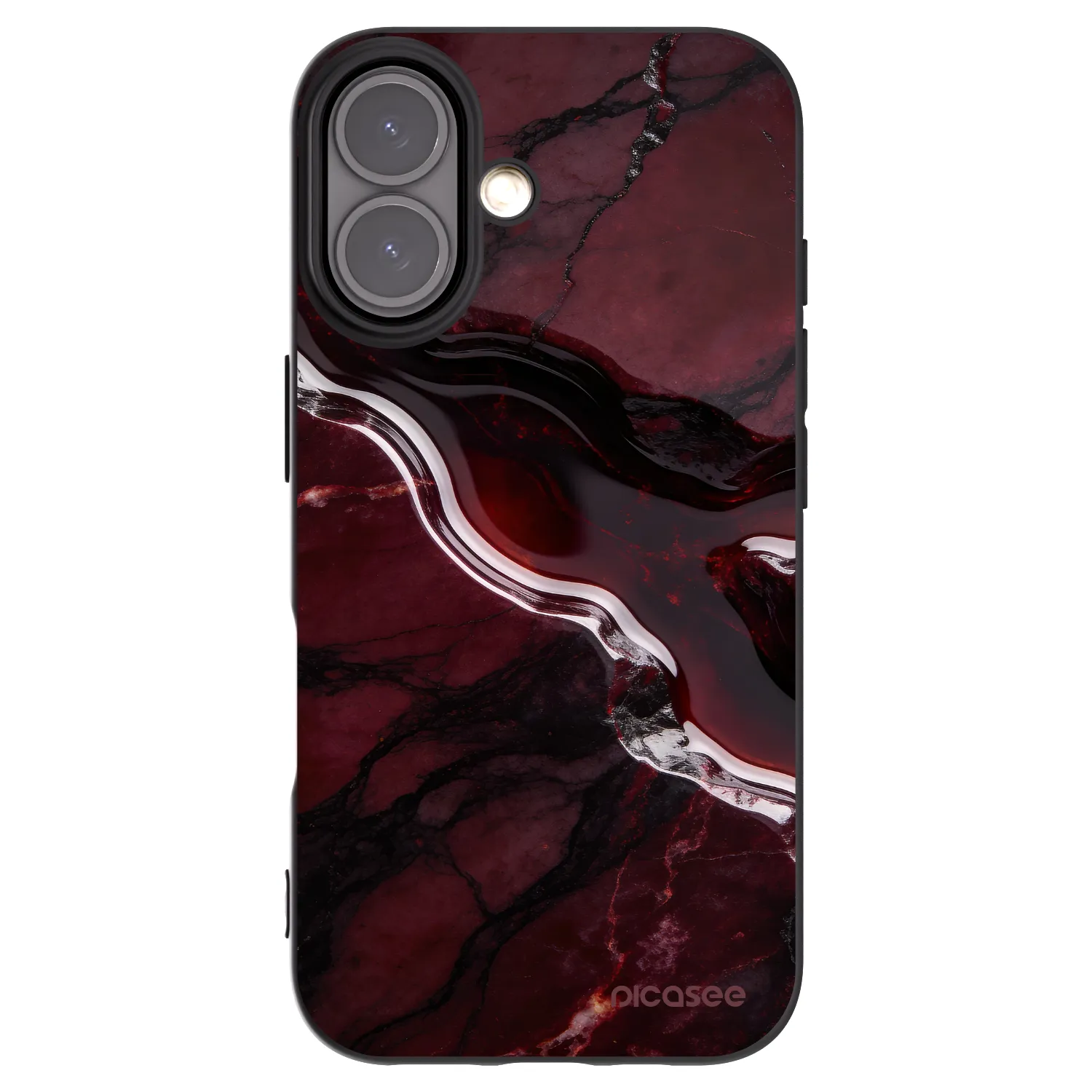 Picasee silikónový čierny obal pre Apple iPhone 16 - Cherry stone