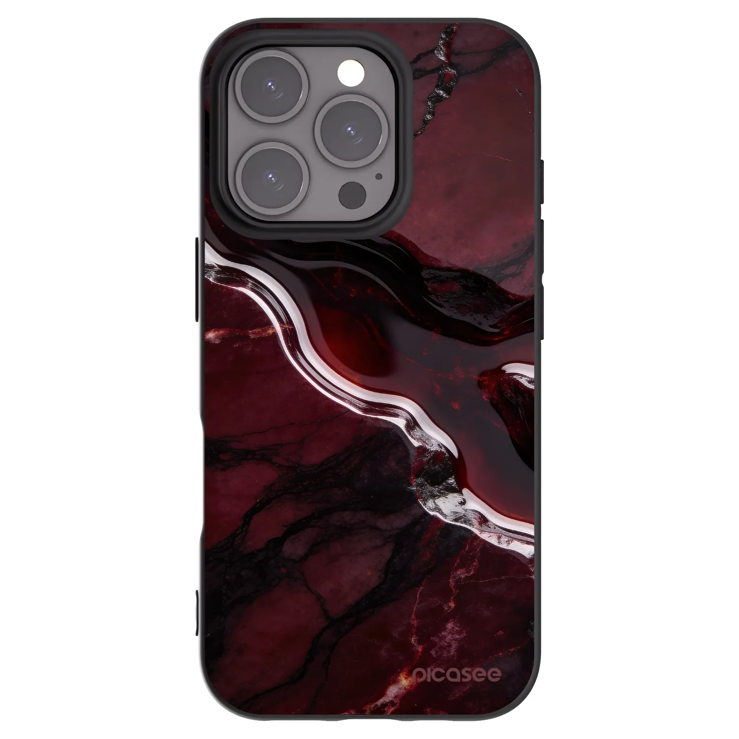 Picasee silikónový čierny obal pre Apple iPhone 16 Pro - Cherry stone