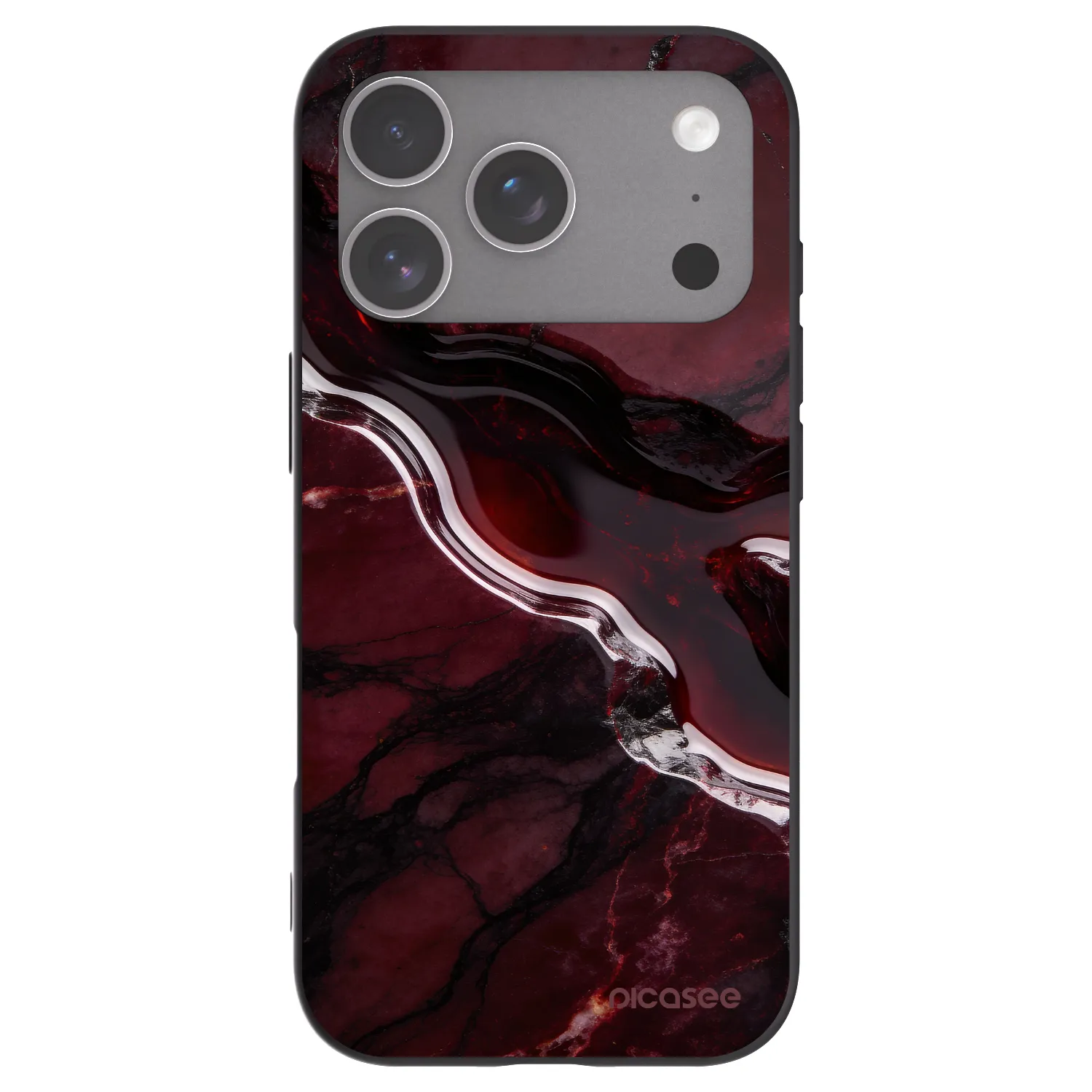 Picasee silikónový čierny obal pre Apple iPhone 18 Pro - Cherry stone