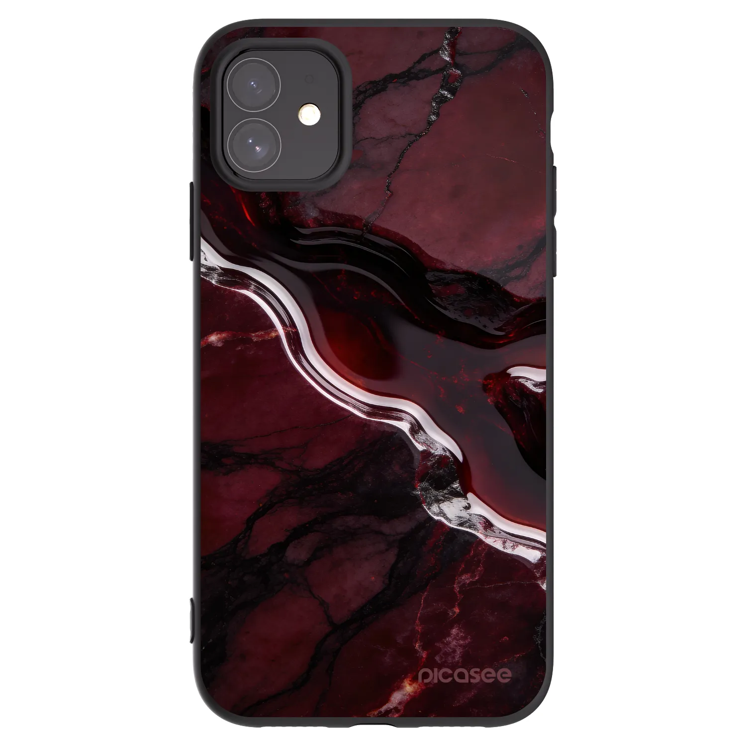 Picasee silikónový čierny obal pre Apple iPhone 11 - Cherry stone