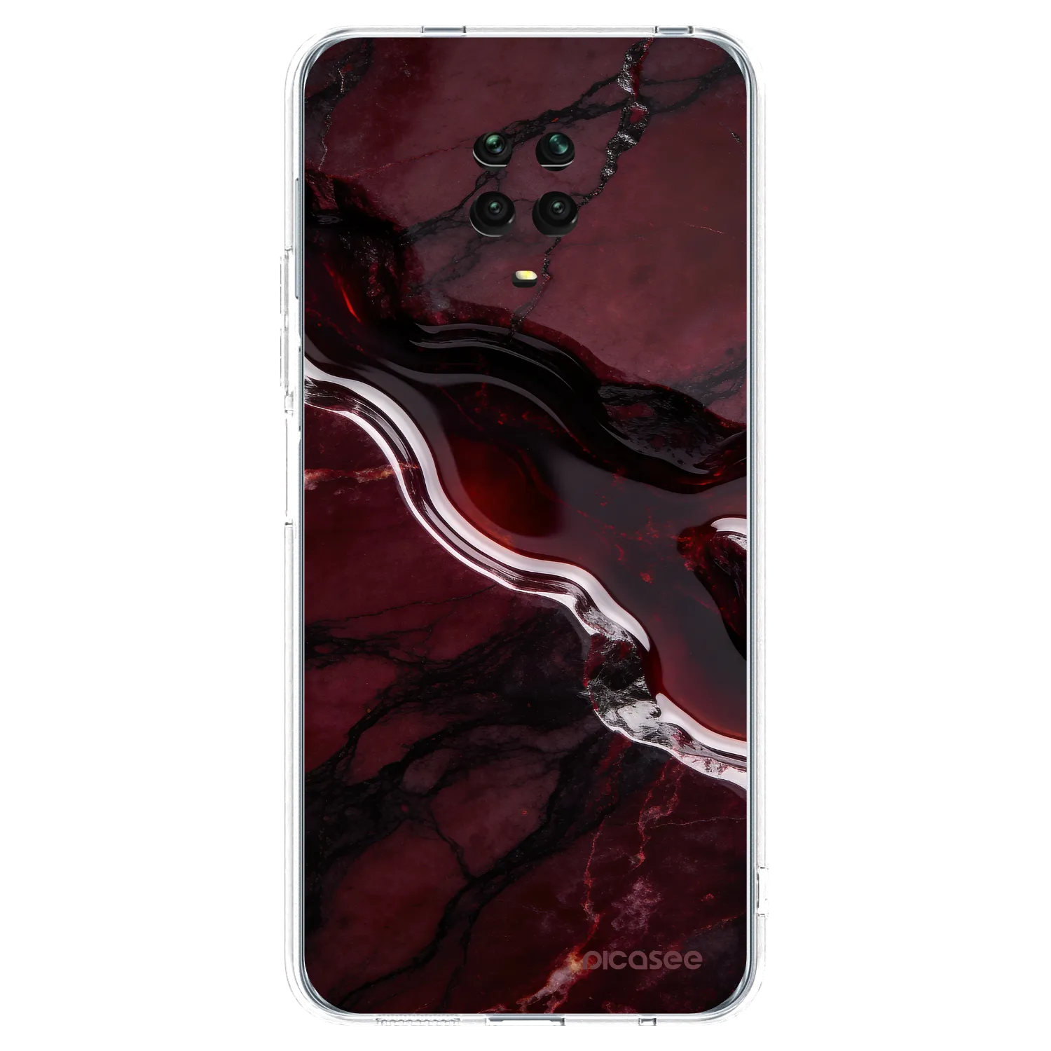 Picasee silikónový prehľadný obal pre Xiaomi Redmi Note 9 Pro - Cherry stone