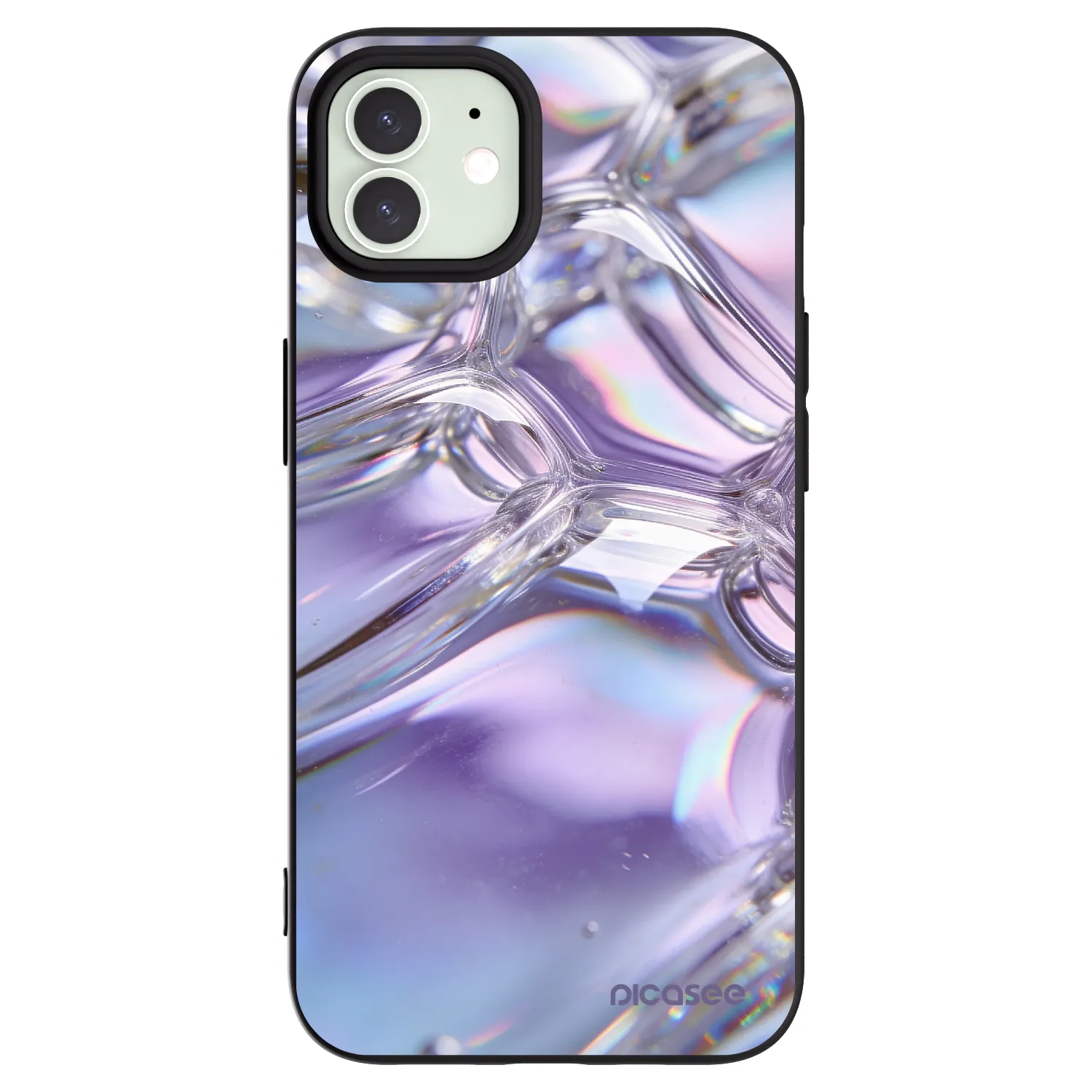 Picasee silikónový čierny obal pre Apple iPhone 12 Pro - Iridescent bubbles