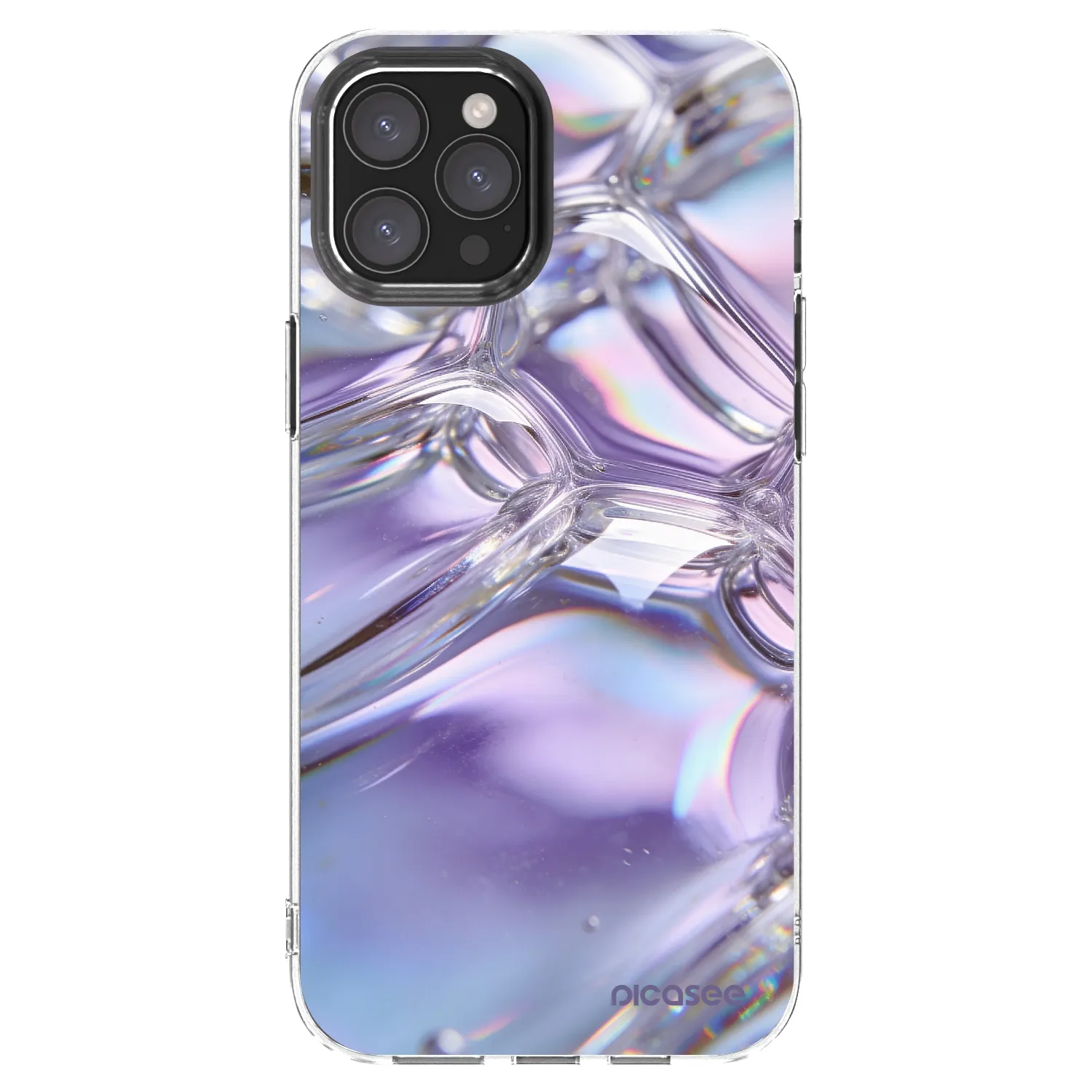 Picasee silikónový prehľadný obal pre Apple iPhone 12 Pro Max - Iridescent bubbles