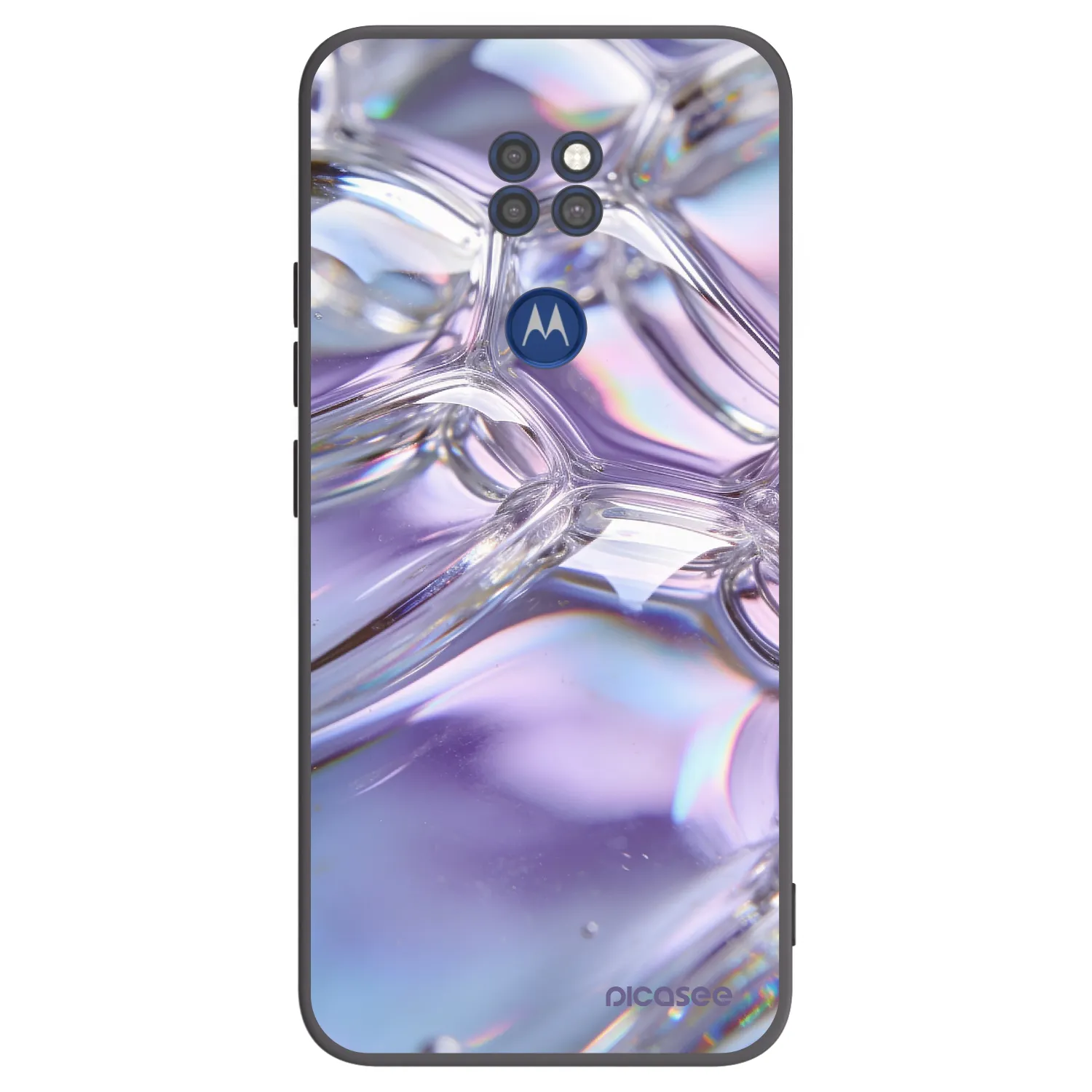Picasee silikónový čierny obal pre Motorola Moto G9 Play - Iridescent bubbles