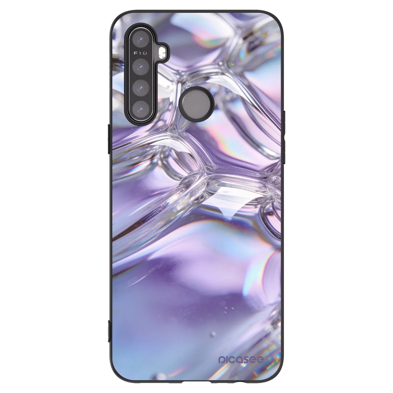 Picasee silikónový čierny obal pre Realme 5 - Iridescent bubbles