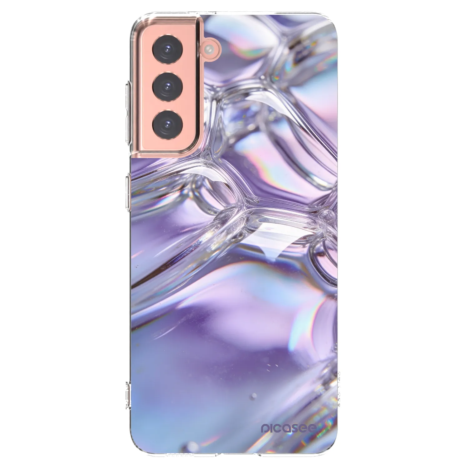 Picasee silikónový prehľadný obal pre Samsung Galaxy S21 5G G991B - Iridescent bubbles