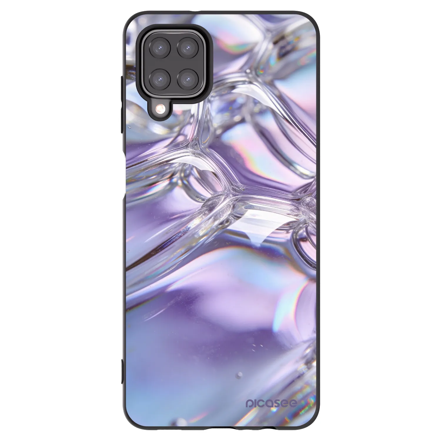 Picasee silikónový čierny obal pre Samsung Galaxy A12 A125F - Iridescent bubbles