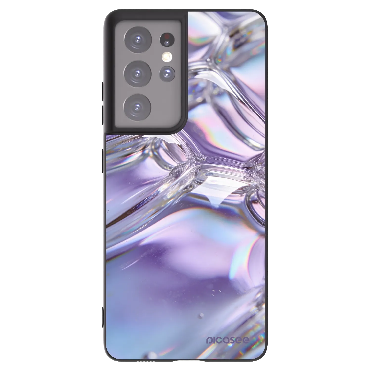 Picasee silikónový čierny obal pre Samsung Galaxy S21 Ultra 5G G998B - Iridescent bubbles