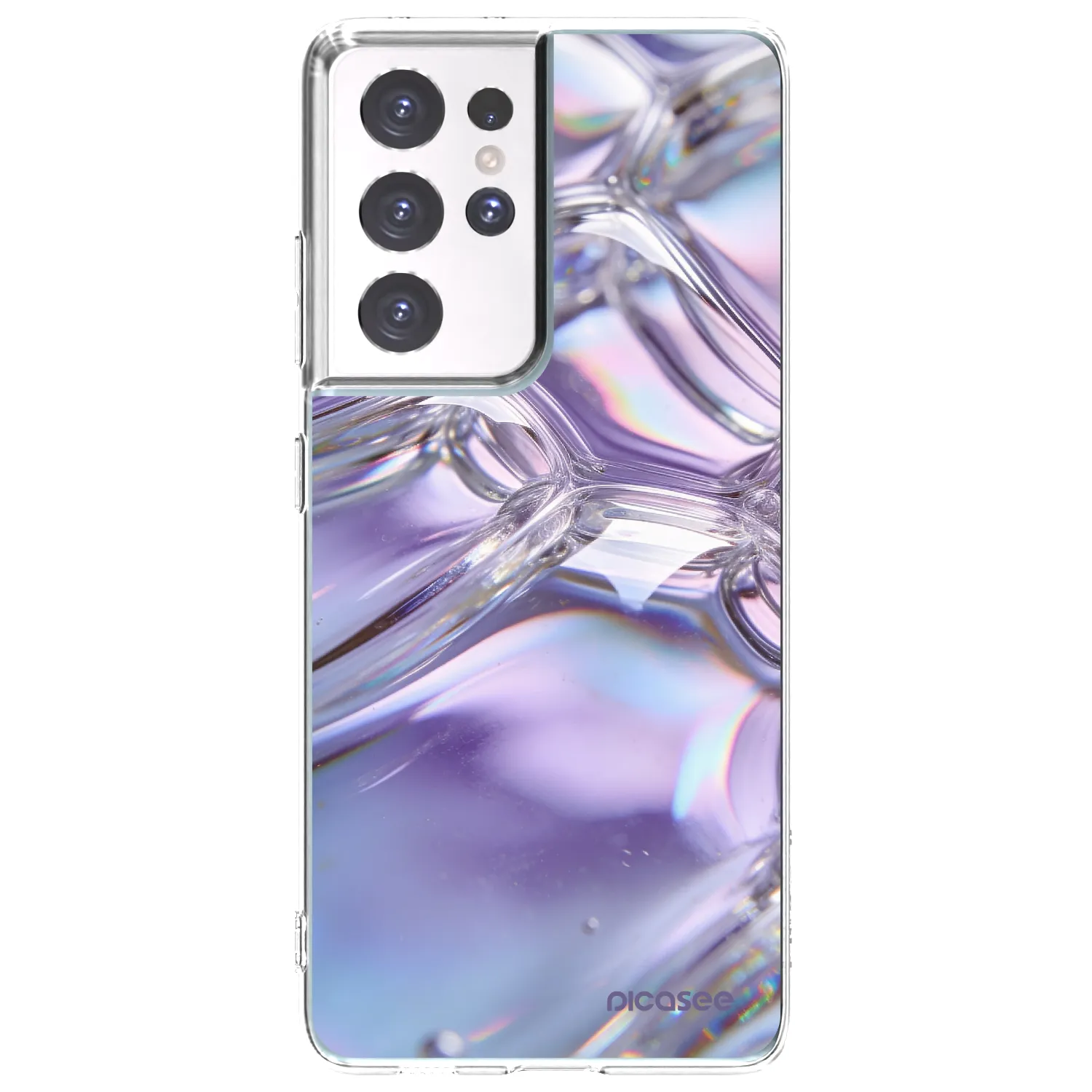 Picasee silikónový prehľadný obal pre Samsung Galaxy S21 Ultra 5G G998B - Iridescent bubbles