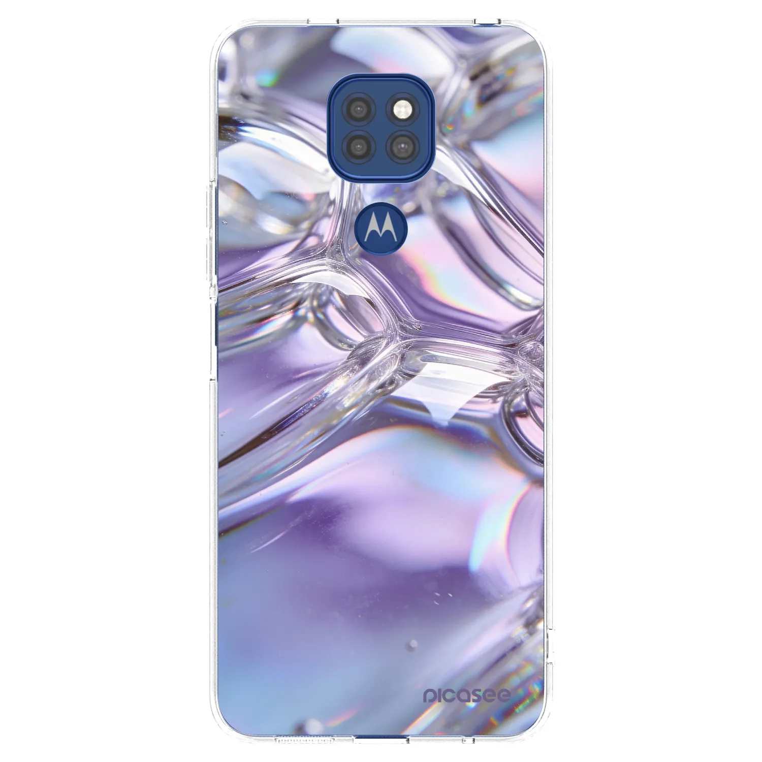 Picasee silikónový prehľadný obal pre Motorola Moto G9 Play - Iridescent bubbles