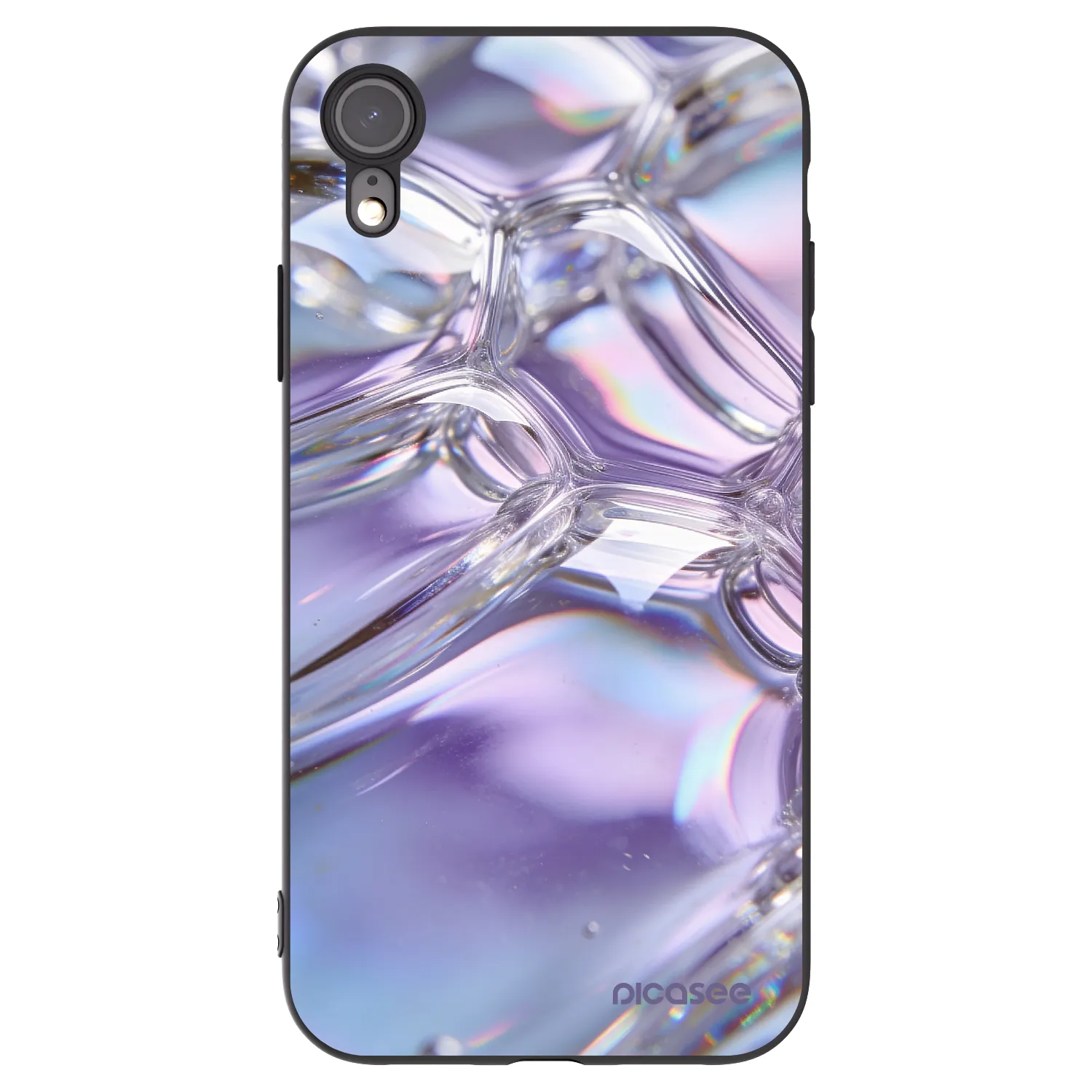 Picasee silikónový čierny obal pre Apple iPhone XR - Iridescent bubbles