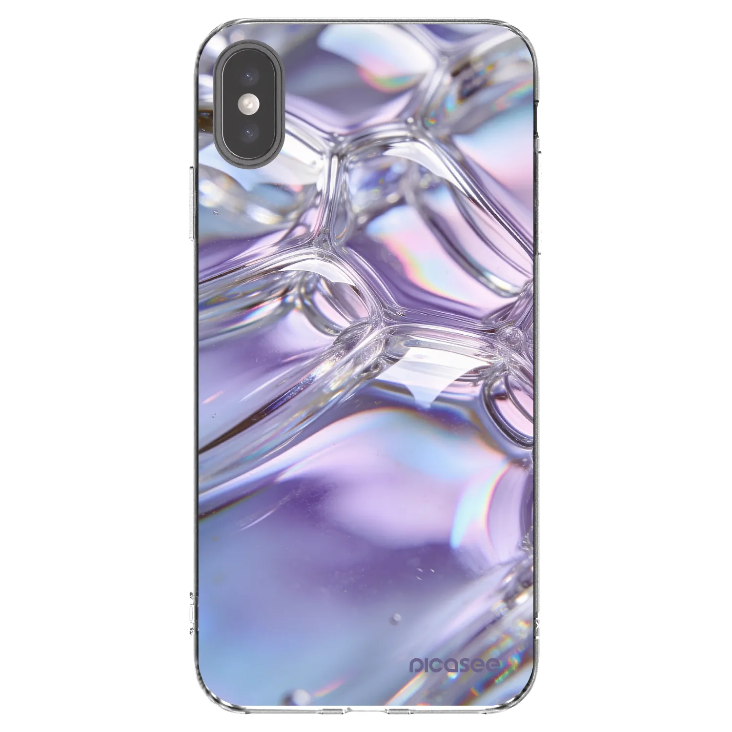 Picasee silikónový prehľadný obal pre Apple iPhone XS Max - Iridescent bubbles