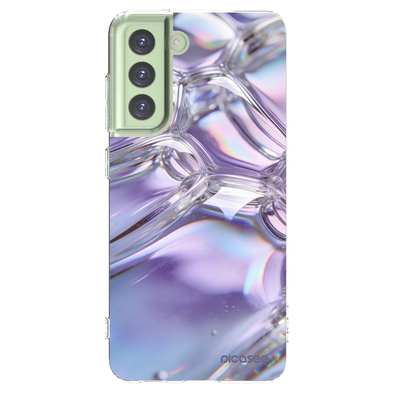 Picasee silikónový prehľadný obal pre Samsung Galaxy S21 FE 5G - Iridescent bubbles