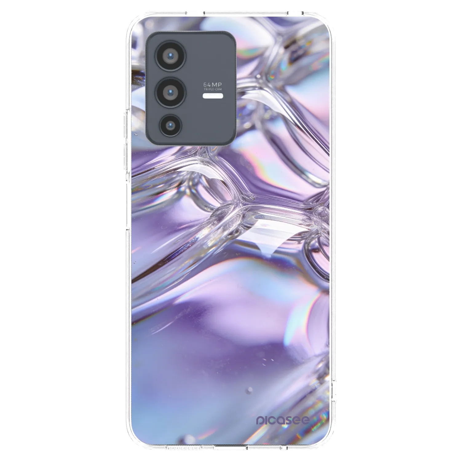 Picasee silikónový prehľadný obal pre Vivo V23 5G - Iridescent bubbles