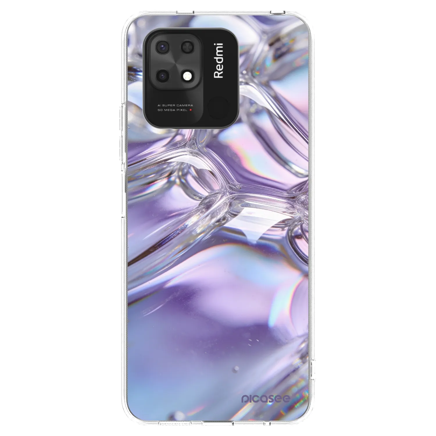 Picasee silikónový prehľadný obal pre Xiaomi Redmi 10C - Iridescent bubbles