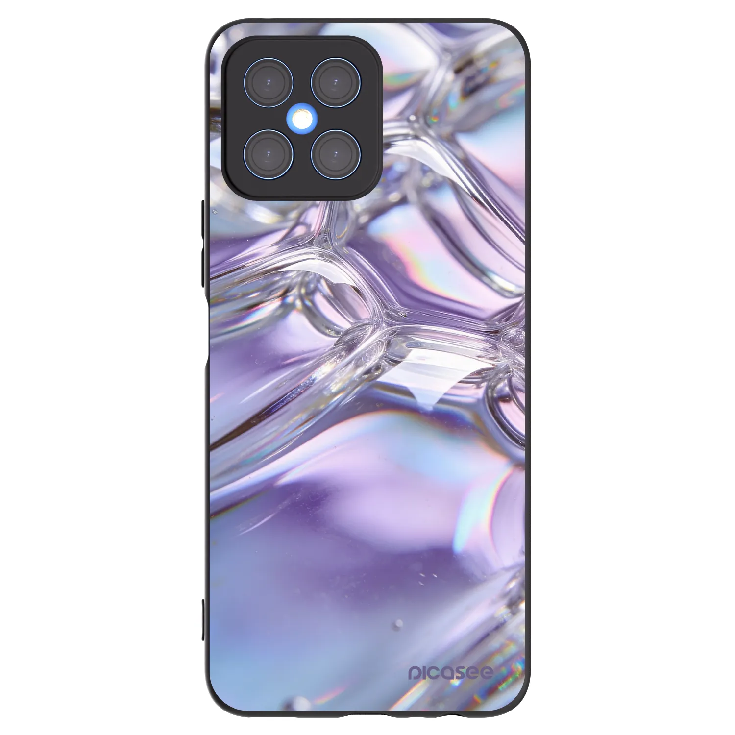 Picasee silikónový čierny obal pre Honor X8 4G - Iridescent bubbles