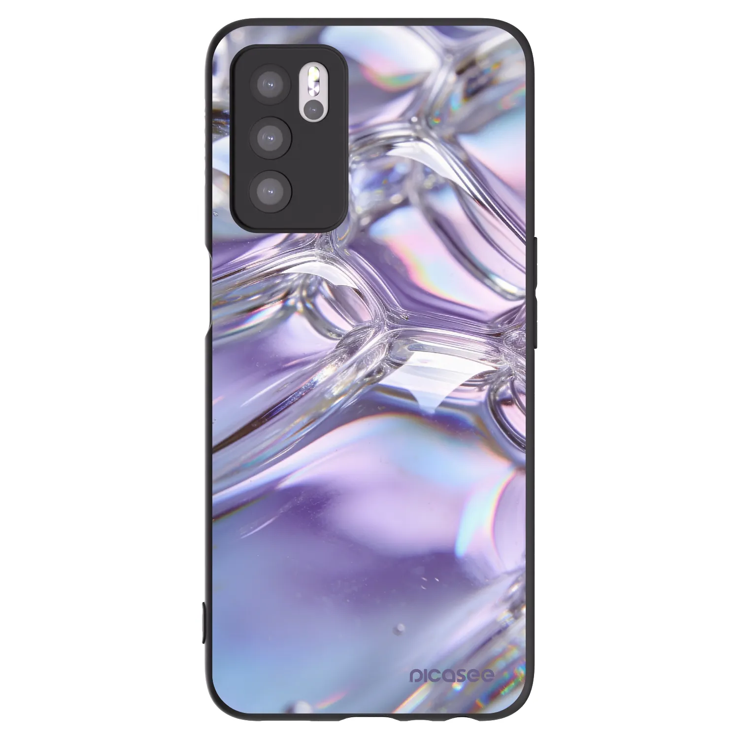 Picasee silikónový čierny obal pre OPPO A16s - Iridescent bubbles
