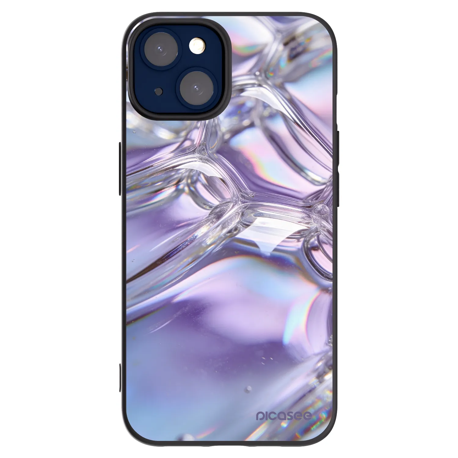 Picasee silikónový čierny obal pre Apple iPhone 14 - Iridescent bubbles
