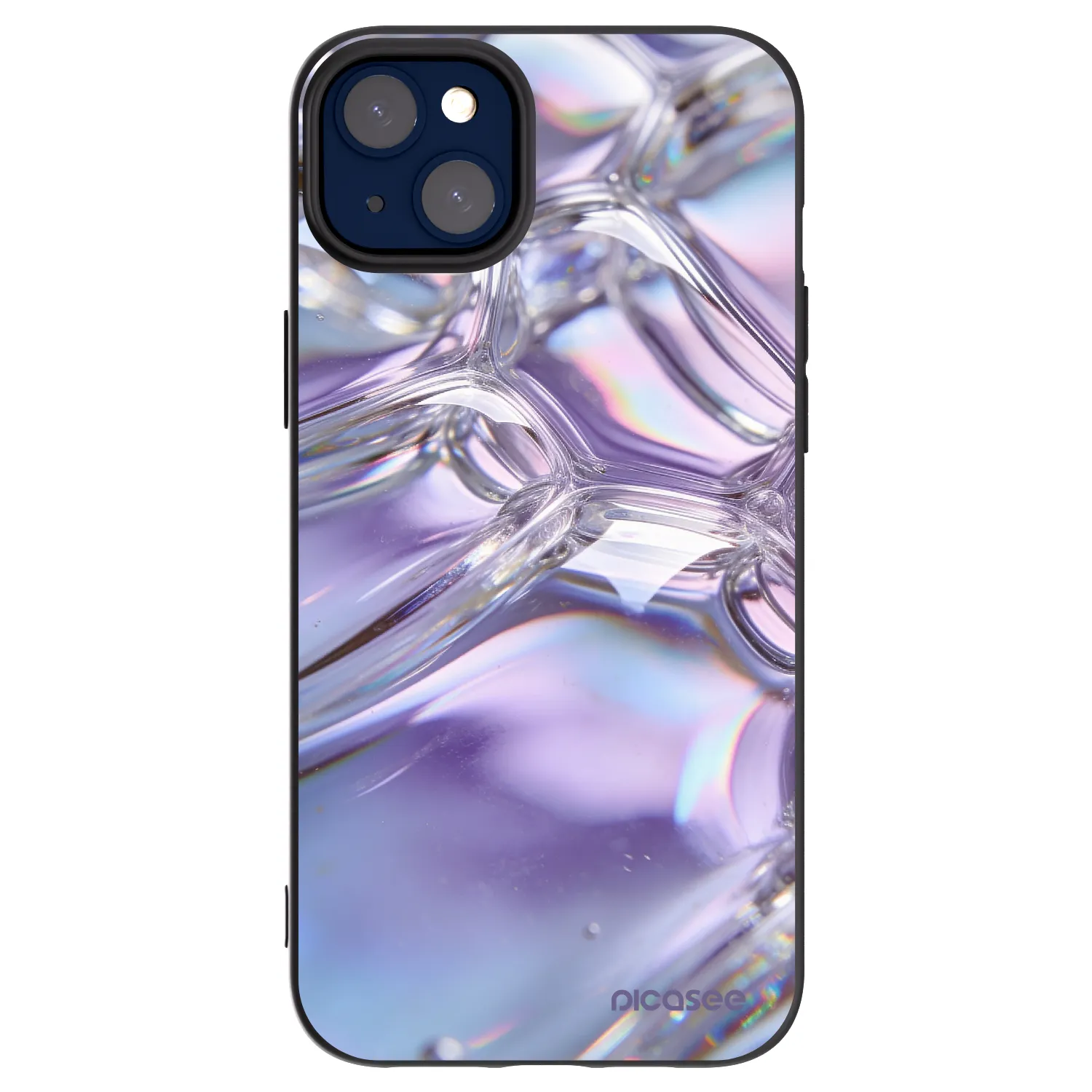 Picasee silikónový čierny obal pre Apple iPhone 14 Plus - Iridescent bubbles