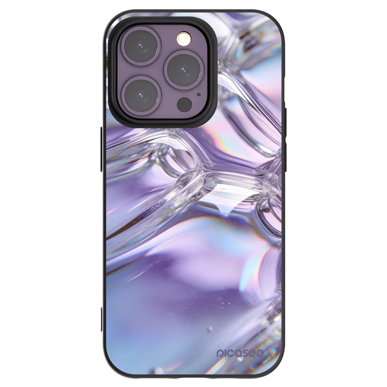 Picasee silikónový čierny obal pre Apple iPhone 14 Pro - Iridescent bubbles