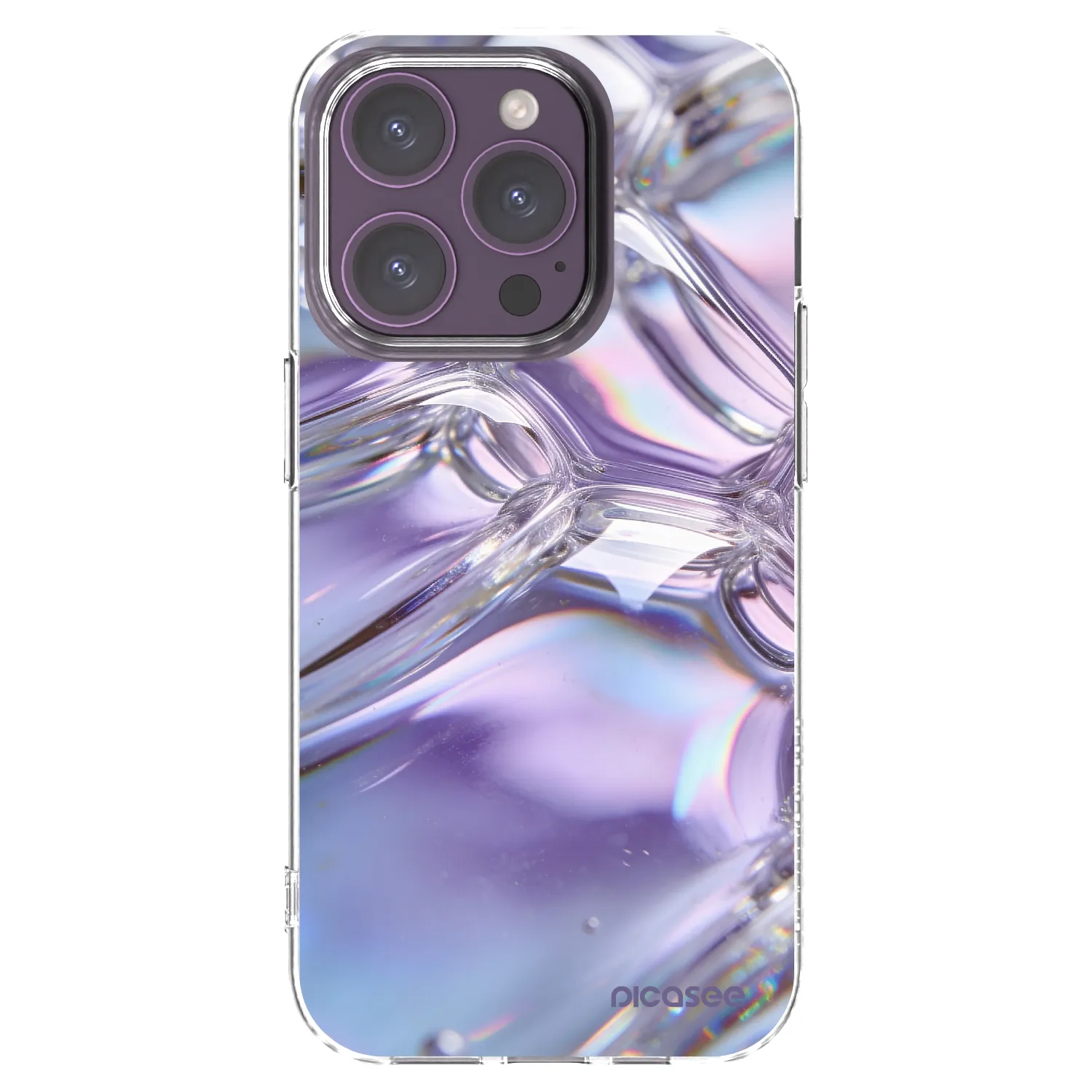 Picasee silikónový prehľadný obal pre Apple iPhone 14 Pro - Iridescent bubbles