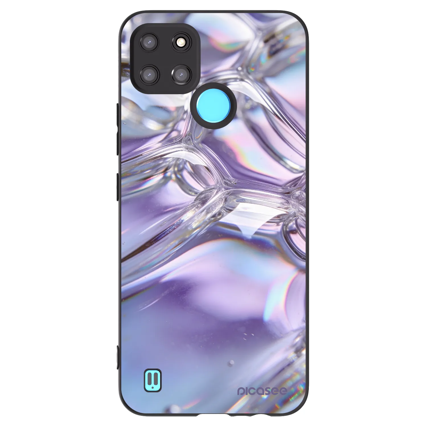Picasee silikónový čierny obal pre Realme C21Y - Iridescent bubbles