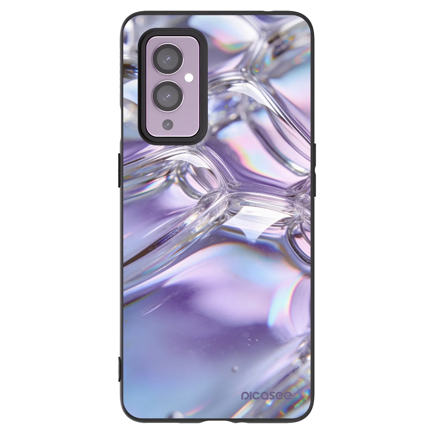 Picasee silikónový čierny obal pre OnePlus 9 - Iridescent bubbles