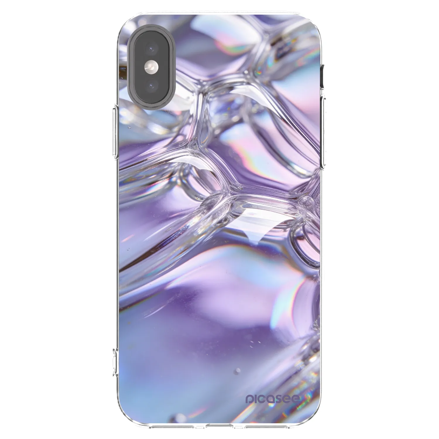Picasee silikónový prehľadný obal pre Apple iPhone X/XS - Iridescent bubbles