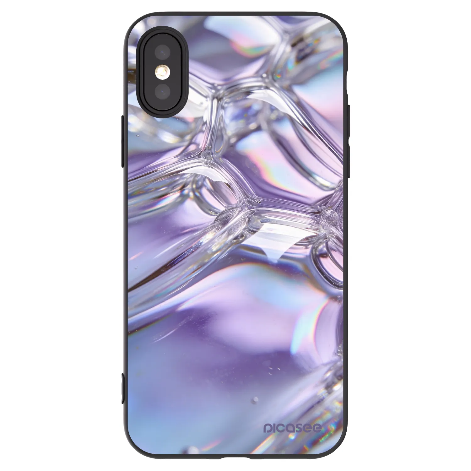 Picasee silikónový čierny obal pre Apple iPhone X/XS - Iridescent bubbles