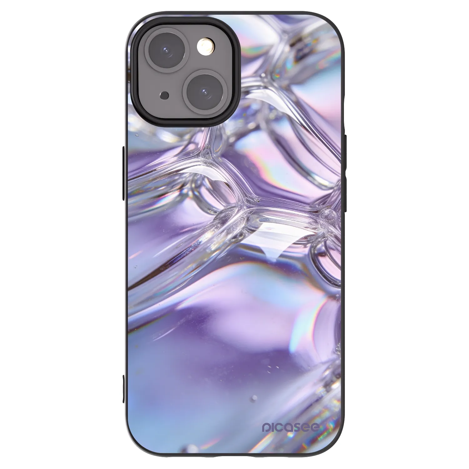 Picasee silikónový čierny obal pre Apple iPhone 15 - Iridescent bubbles