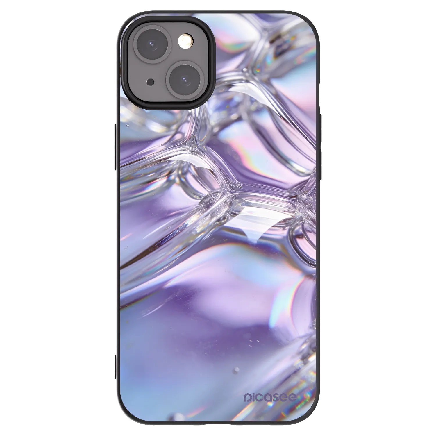 Picasee silikónový čierny obal pre Apple iPhone 15 Plus - Iridescent bubbles