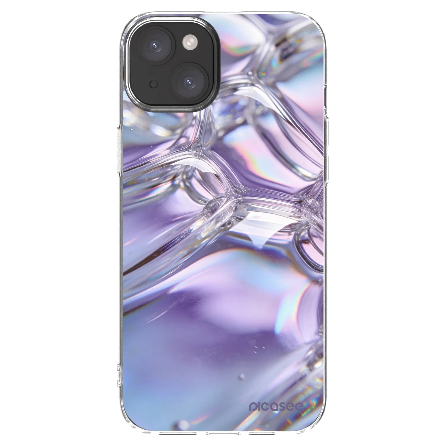 Picasee silikónový prehľadný obal pre Apple iPhone 15 Plus - Iridescent bubbles