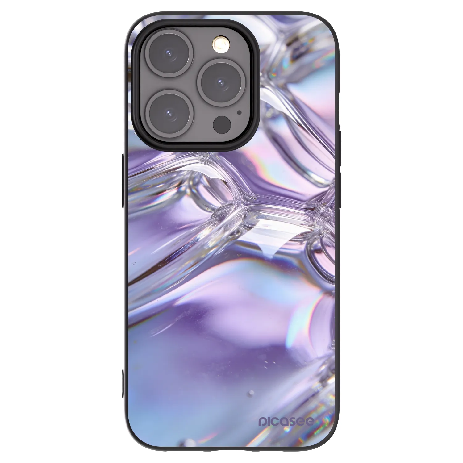 Picasee silikónový čierny obal pre Apple iPhone 15 Pro - Iridescent bubbles