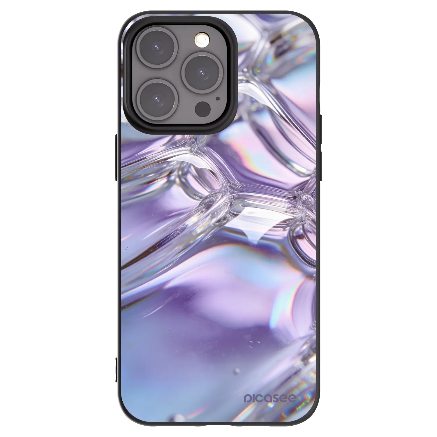Picasee silikónový čierny obal pre Apple iPhone 15 Pro Max - Iridescent bubbles